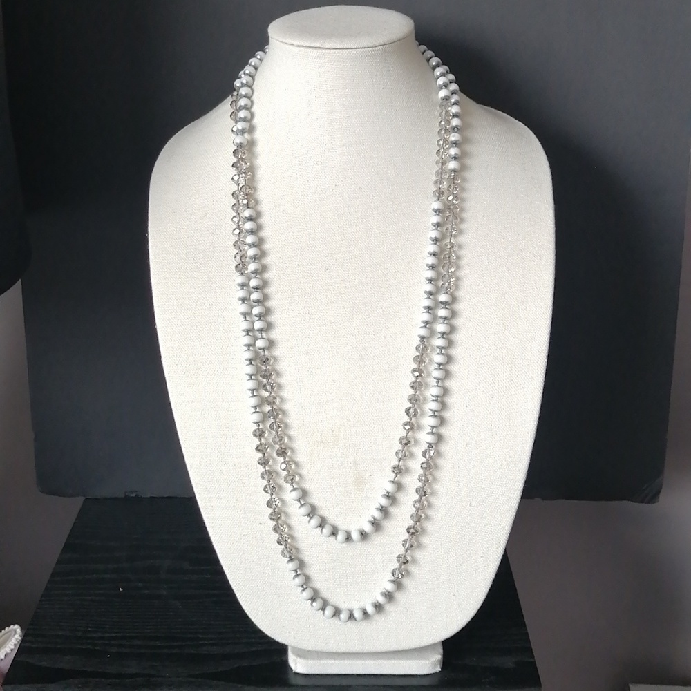 Vintage Flopper Faux Glass Pearl Austrian Glass Beads Handknotted Necklace